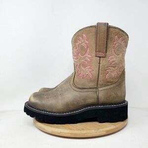 Ariat Fatbaby Boots Womens 6 Brown Pink Cowboy Western Shoes